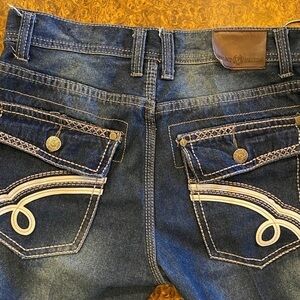 PHAT FARM 32 x 32 Embroidered Skinny Blue Jeans Men’s